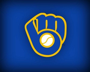 Milwaukee Brewers: The emblem for the Milwaukee Brewers.  Baseball glove forms an "M" and a "B". This Logo was designed by a college student.