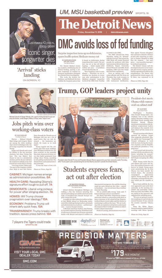 The Detroit News, Nov. 11, 2016