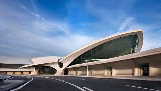 The TWA Flight Center opened in 1962 as the original terminal designed by Eero Saarinen for Trans World Airlines at New York City's John F. Kennedy International Airport.